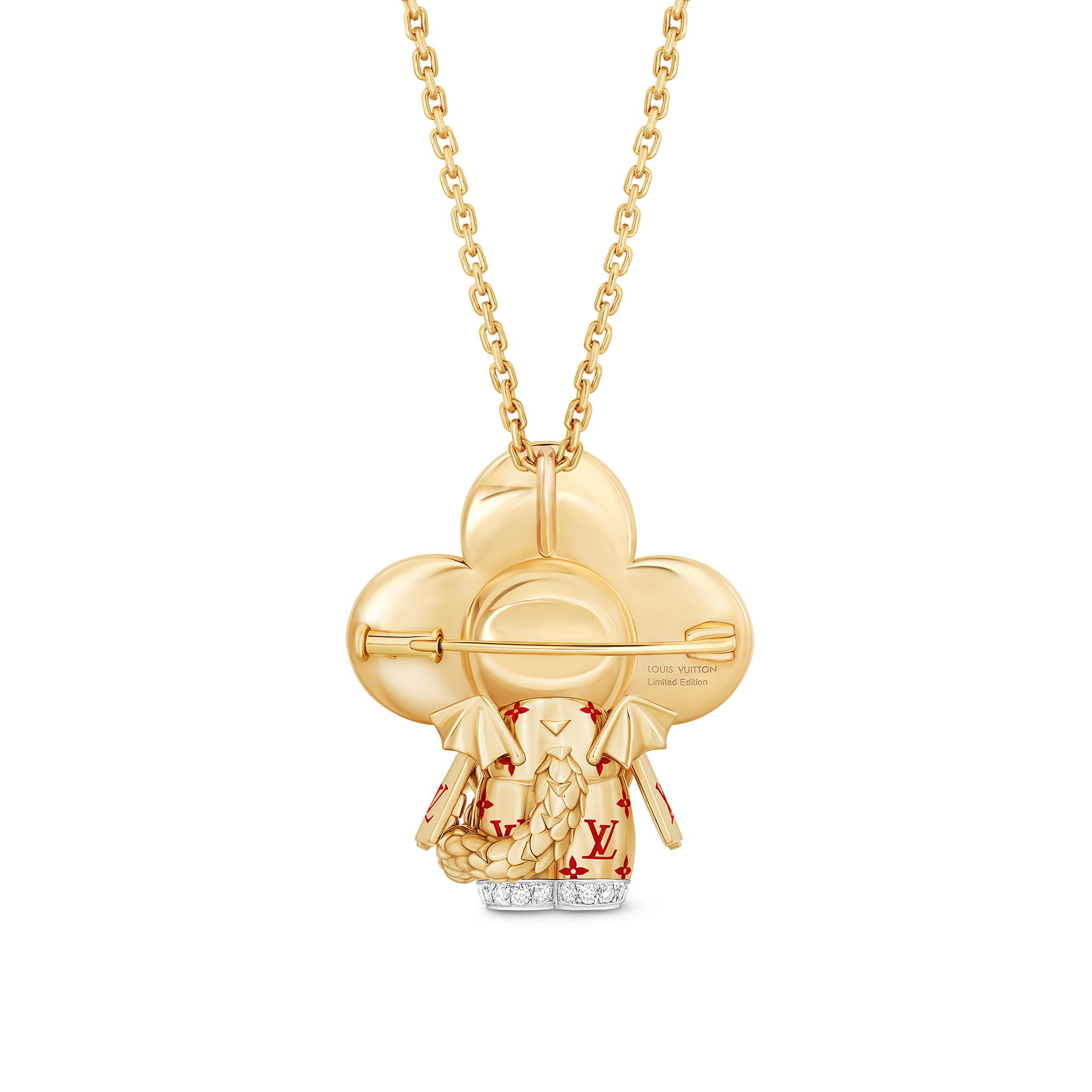 ルイヴィトン　ヴィヴィエンヌドラゴン Vivienne Dragon Pendant, Yellow Gold, White Gold, Lacquer